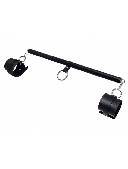 Черная распорка для ног с кожаными манжетами - Pecado - купить с доставкой в Мытищах