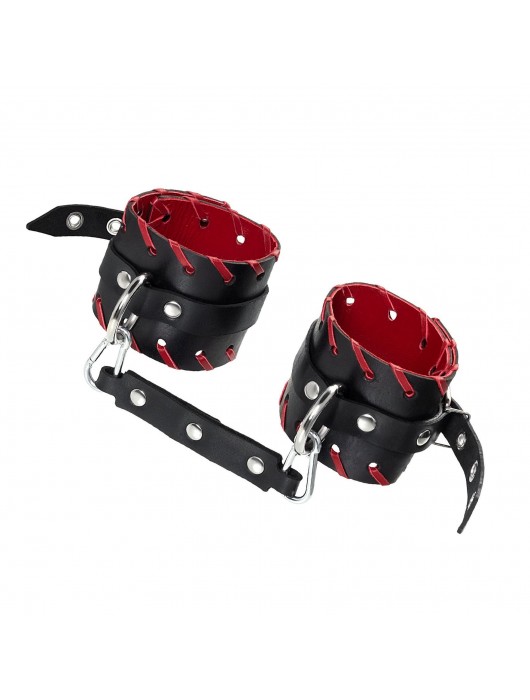 Черно-красные оковы из натуральной кожи - Pecado - купить с доставкой в Мытищах