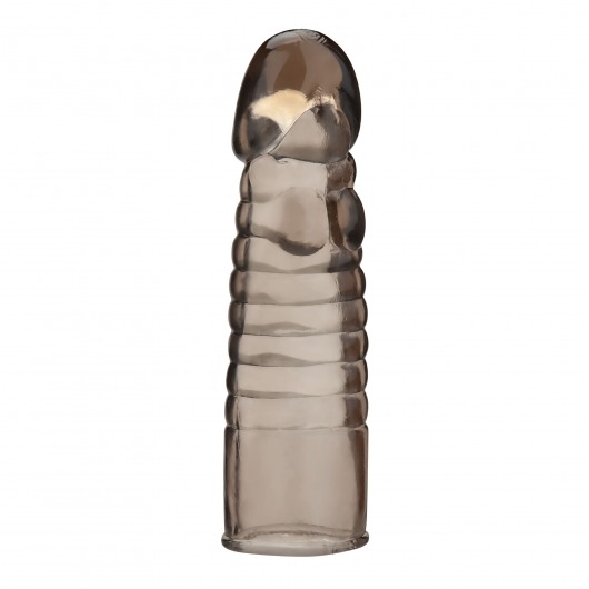 Дымчатая насадка-удлинитель Ribbed Realistic Penis Enhancing Sleeve Extension - 15,2 см. - BlueLine - в Мытищах купить с доставкой