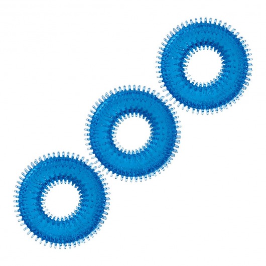 Комплект из трех голубых колец для эрекции 3-Pack Ultra-Stim Stretch Cock Rings - BlueLine - в Мытищах купить с доставкой