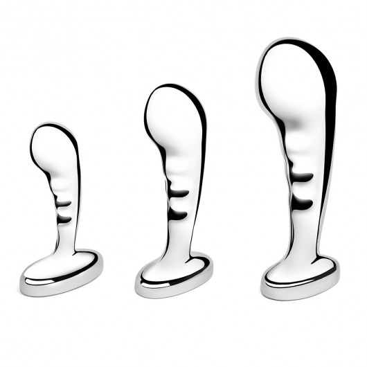 Набор из 3 стальных стимуляторов простаты Stainless Steel P-spot Training Set - b-Vibe - в Мытищах купить с доставкой