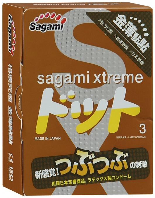 Презервативы Sagami Xtreme FEEL UP с точечной текстурой и линиями прилегания - 3 шт. - Sagami - купить с доставкой в Мытищах
