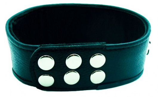 Чёрный кожаный ошейник с полукольцами и клёпками - БДСМ Арсенал - купить с доставкой в Мытищах