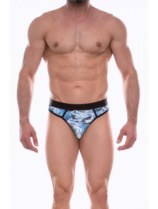 Мужские трусы-стринги с голубым принтом в виде китов - Don Moris купить с доставкой