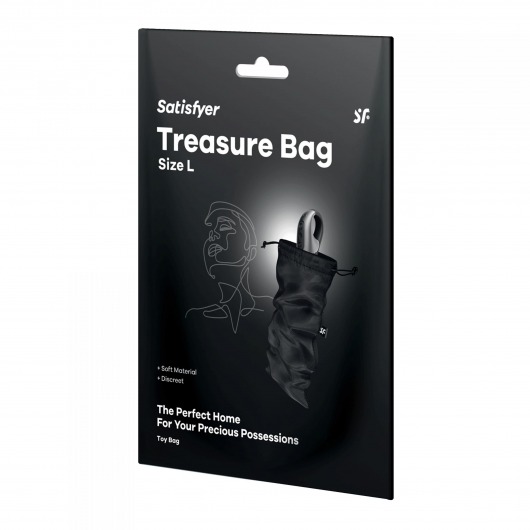 Черный мешочек для хранения игрушек Treasure Bag L - Satisfyer - купить с доставкой в Мытищах