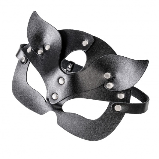 Черная кожаная рельефная маска кошки - Pecado - купить с доставкой в Мытищах