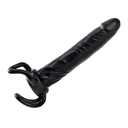 Чёрная насадка-фаллос для двойного проникновения INFLATABLE DILDO SLIM DONG  - 13,5 см. - Toyz4lovers - в Мытищах купить с доставкой