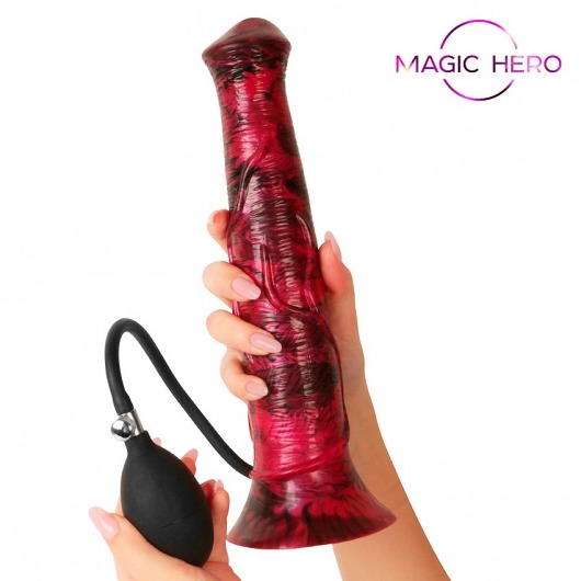 Малиновый фантазийный фаллоимитатор с имитацией эякуляции - 29 см. - Bior toys