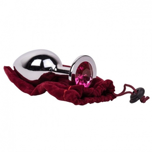 Большой стальной плаг с розовым кристаллом Pink Bubble Gum - 9,5 см. - Erotic Fantasy - купить с доставкой в Мытищах