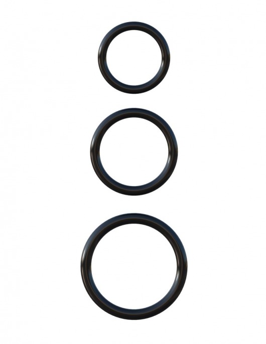 Набор из трех черных эрекционных колец Silicone 3-Ring Stamina Set - Pipedream - в Мытищах купить с доставкой