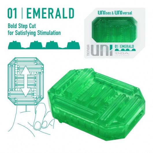 Зеленый мастурбатор-стимулятор Tenga Uni Emerald - Tenga - в Мытищах купить с доставкой