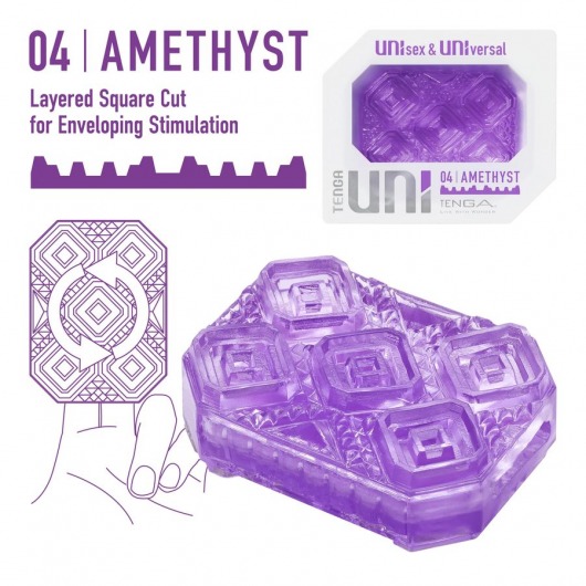 Фиолетовый мастурбатор-стимулятор Tenga Uni Amethyst - Tenga - в Мытищах купить с доставкой