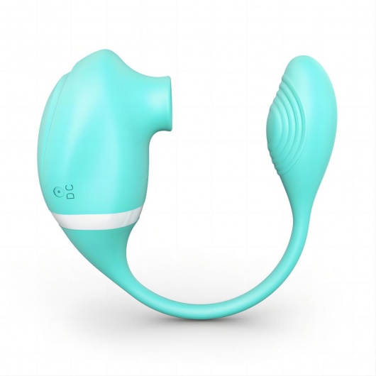 Мятный вакуумный вибростимулятор Tadpole Vibrating Dual Stimulation с виброхвостиком - Tracy s Dog