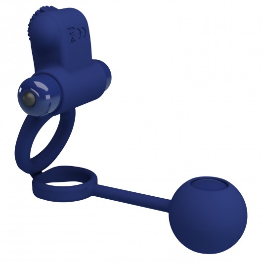 Синее вибрирующее кольцо с утяжеляющим шариком - Baile - в Мытищах купить с доставкой