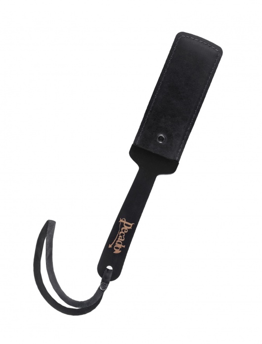 Черный твердый пэддл из натуральной кожи и дерева - 33 см. - Pecado - купить с доставкой в Мытищах