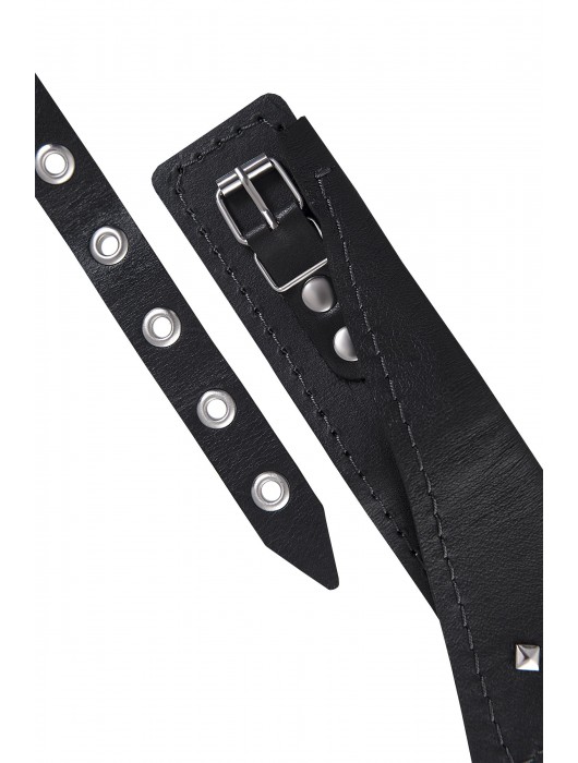 Черный кожаный ошейник-воротник с поводком - Pecado - купить с доставкой в Мытищах