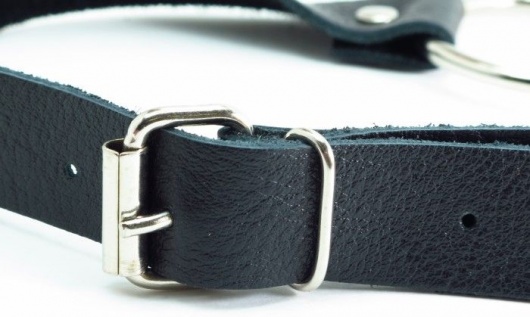 Черный кожаный кляп с кольцом - БДСМ Арсенал - купить с доставкой в Мытищах