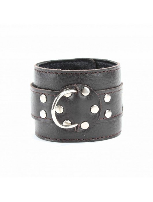 Коричневые оковы из мягкой кожи на металлической цепочке - БДСМ Арсенал - купить с доставкой в Мытищах