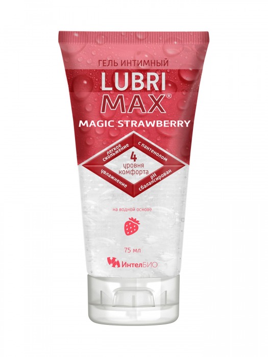 Интимный гель-смазка на водной основе Lubrimax Magic Strawberry - 75 мл. - ИнтелБИО - купить с доставкой в Мытищах