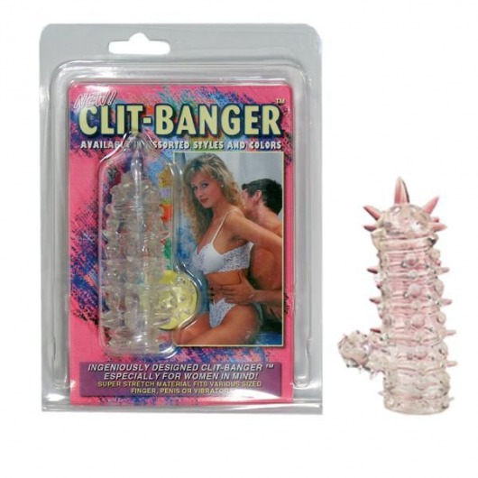 Прозрачная насадка с шипами и клиторальной шишечкой CLIT-BANGER SLEEVE IN CLEAR - Tonga - в Мытищах купить с доставкой