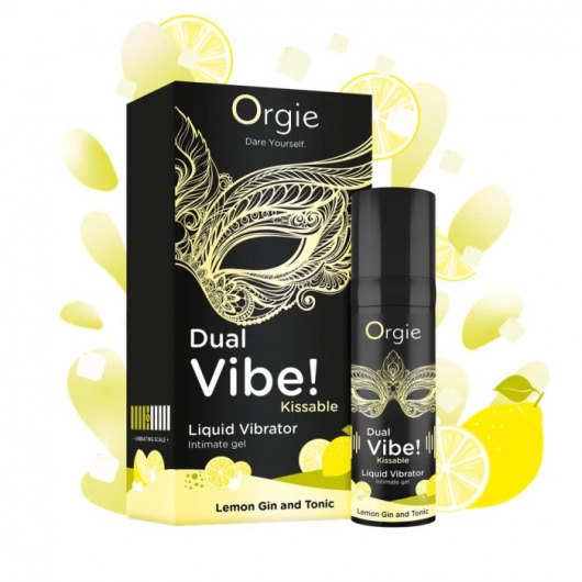 Съедобный жидкий вибратор Dual Vibe! со вкусом лимонного джина с тоником - 15 мл. - ORGIE - купить с доставкой в Мытищах