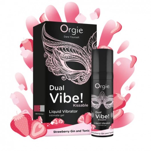 Съедобный жидкий вибратор Dual Vibe! со вкусом клубничного джина с тоником - 15 мл. - ORGIE - купить с доставкой в Мытищах