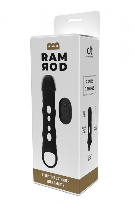 Черная насадка-удлинитель Vibrating Extender With Remote с вибрацией - Dream Toys - в Мытищах купить с доставкой