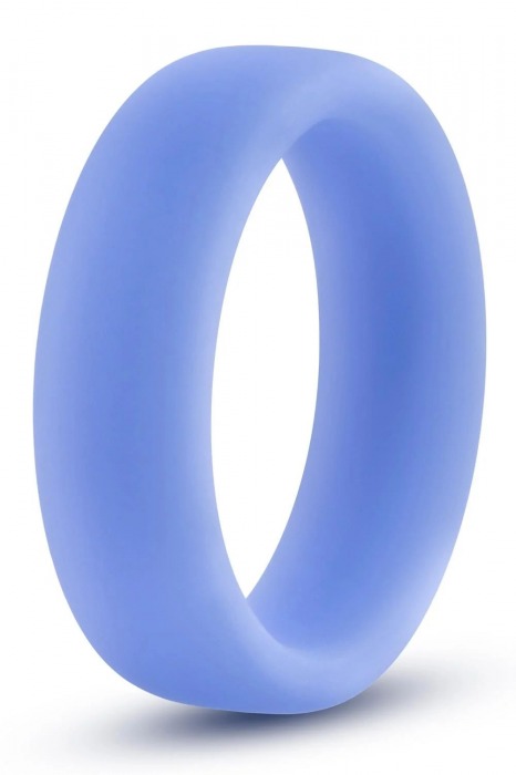 Голубое люминесцентное кольцо Silicone Glo Cock Ring - Blush Novelties - в Мытищах купить с доставкой