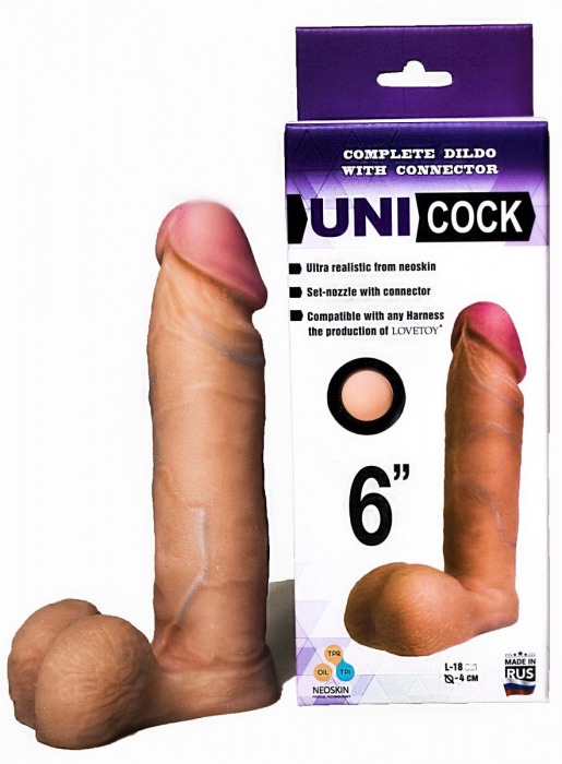 Насадка для страпона фаллической формы UNICOCK 6  - 18 см. - LOVETOY (А-Полимер) - купить с доставкой в Мытищах