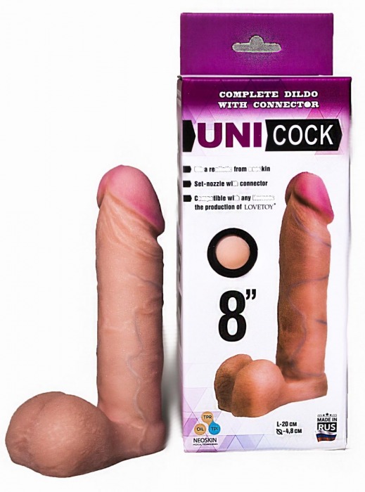 Фаллическая насадка для страпона UNICOCK 8  - 20 см. - LOVETOY (А-Полимер) - купить с доставкой в Мытищах