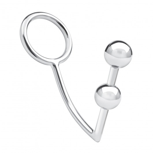 Кольцо на пенис с анальным стимулятором Two Bead Stainless Steel Anal Hook   Cock Ring - BlueLine - в Мытищах купить с доставкой