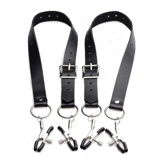Ремни с зажимами для половых губ Spread Labia Spreader Straps with Clamps - XR Brands - купить с доставкой в Мытищах
