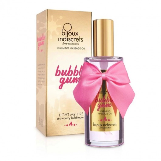 Разогревающее массажное масло Light My Fire Bubble Gum с ароматом бабл-гам - 100 мл. - Bijoux Indiscrets - купить с доставкой в Мытищах