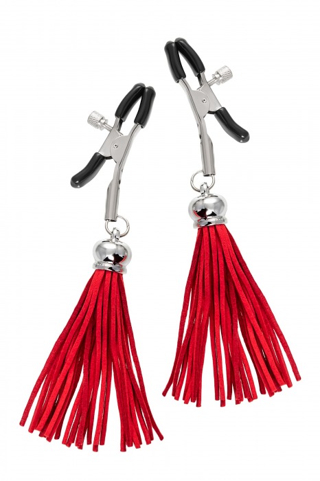 Зажимы на соски «Прищепки» с красными кисточками из замши - Pecado - купить с доставкой в Мытищах