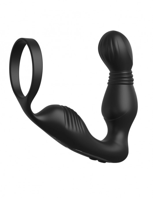 Черный вибростимулятор простаты с эрекционным кольцом Ass-Gasm Pro P-Spot Milker - Pipedream - в Мытищах купить с доставкой