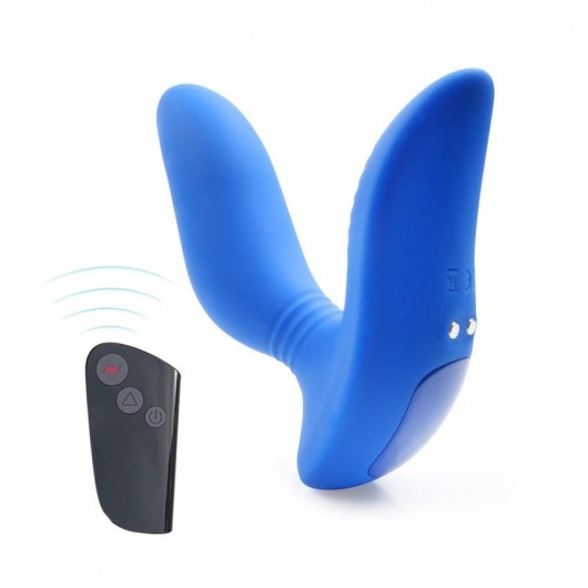 Синий вибромассажер простаты 3,5’’ Remote Control Curve P-spot Massager - 12 см. - Erokay - в Мытищах купить с доставкой