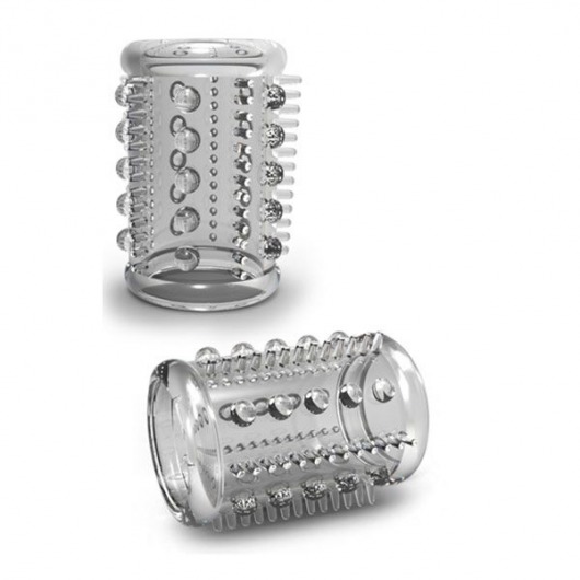 Прозрачная насадка с шипами и шишечками STAY HARD COCK SLEEVE 03 CLEAR - Blush Novelties - в Мытищах купить с доставкой