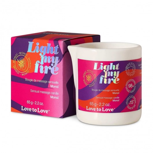 Массажная свеча Light My Fire с ароматом моной - 80 мл. - Love to Love - купить с доставкой в Мытищах