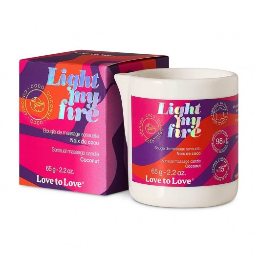 Массажная свеча Light My Fire Coconut с ароматом кокоса - 65 гр. - Love to Love - купить с доставкой в Мытищах