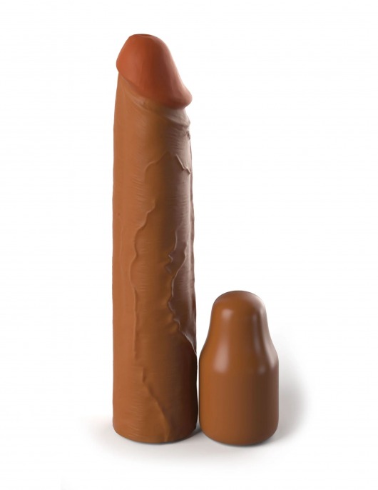 Коричневая насадка на член 2  Silicone X-tension - 20,3 см. - Pipedream - в Мытищах купить с доставкой