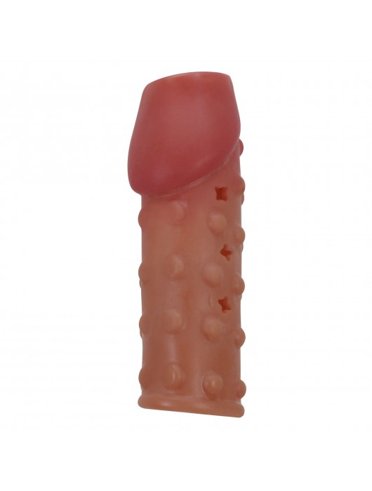 Телесная открытая насадка на пенис с бугорками - 19,8 см. - Baile - в Мытищах купить с доставкой