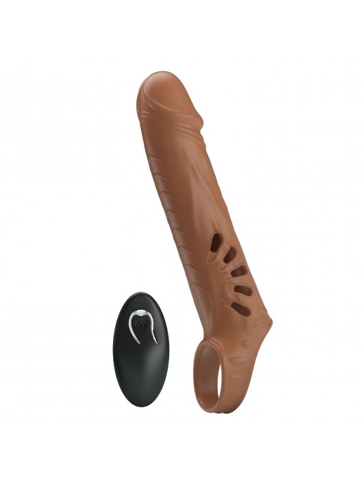 Коричневая вибронасадка с подхватом мошонки и пультом ДУ - Baile - в Мытищах купить с доставкой