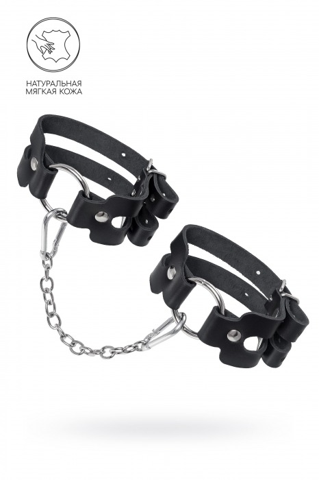 Черные кожаные оковы из двух ремешков - Pecado - купить с доставкой в Мытищах