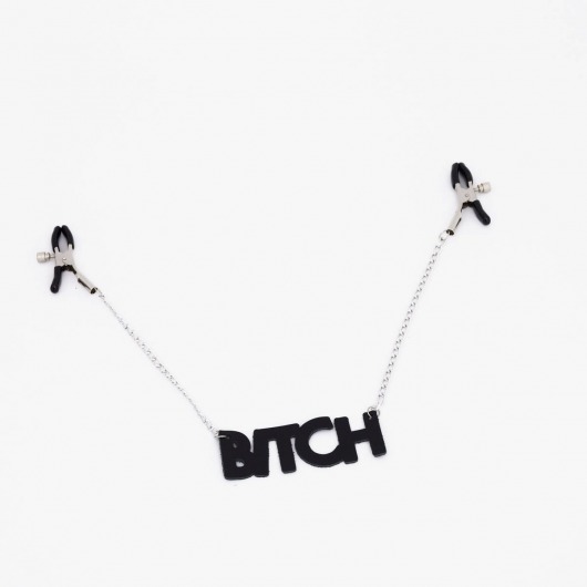 Зажимы на соски с кожаной подвеской Bitch - Crazy Handmade - купить с доставкой в Мытищах