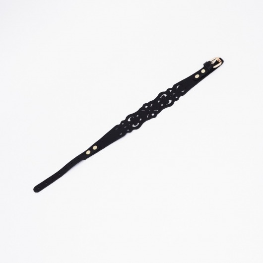 Черный ажурный чокер с золотистой фурнитурой - Crazy Handmade - купить с доставкой в Мытищах