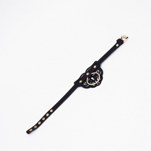 Черный чокер с клепками и золотистой фурнитурой - Crazy Handmade - купить с доставкой в Мытищах