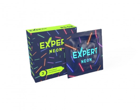Светящиеся в темноте презервативы Expert Neon - 3 шт. - Expert - купить с доставкой в Мытищах