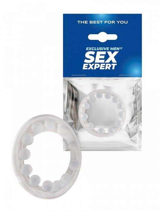 Эрекционное кольцо со стимулирующими шариками на поверхности - Sex Expert - в Мытищах купить с доставкой