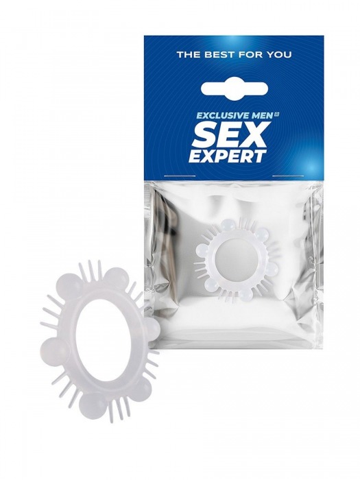Эластичное эрекционное кольцо с шипиками и шариками - Sex Expert - в Мытищах купить с доставкой