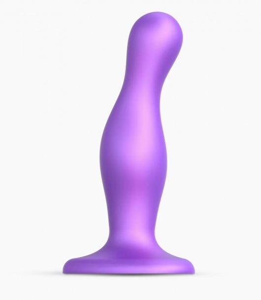 Фиолетовая насадка Strap-On-Me Dildo Plug Curvy size M - Strap-on-me - купить с доставкой в Мытищах